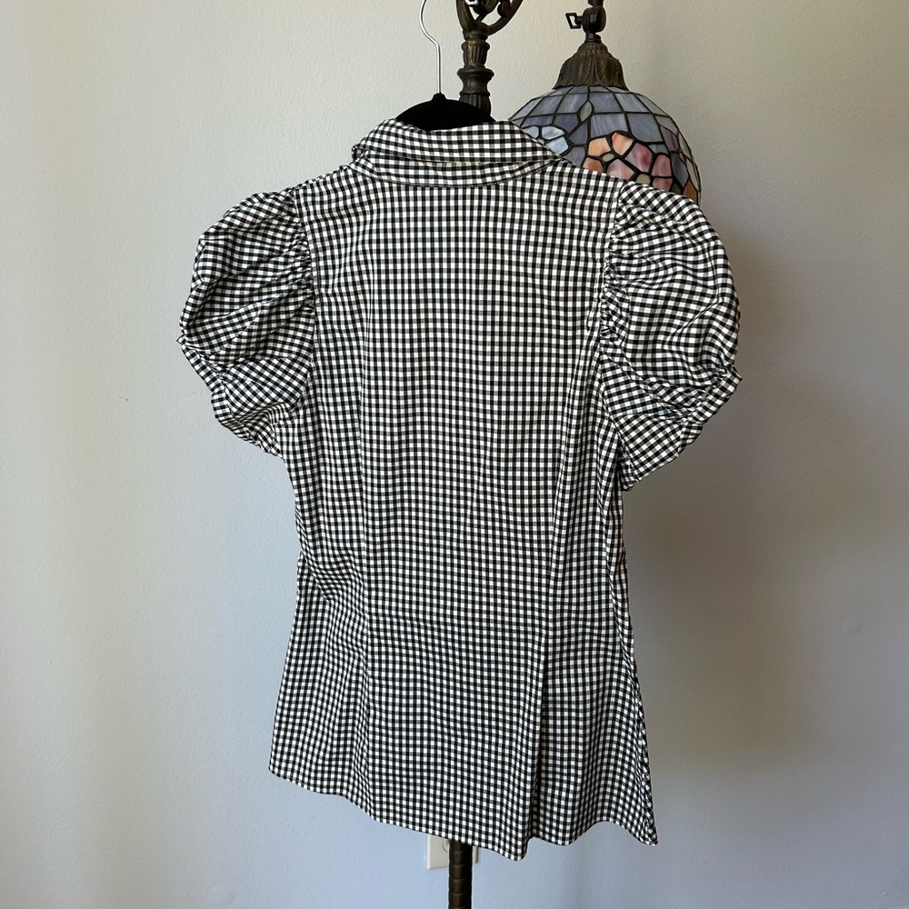 Gingham Bubble Capped Short Sleeve Button Down - image 5